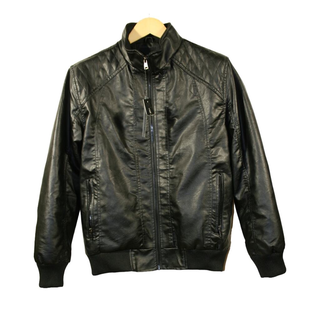 Bleau Grandeur Men's Collection MTB Biking Hiking Black Faux Leather Jacket